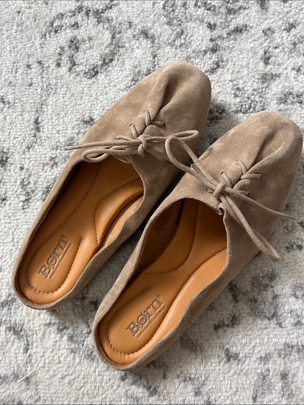 Born Taupe Suede Lace-Up Slip-On Mules